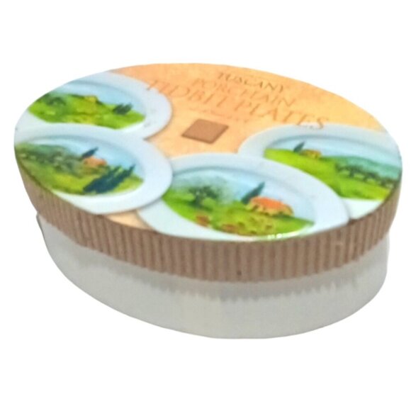 Vintage Box Set of 4 Boston Warehouse Scenes From Tuscany Painted Tidbit Plates - Picture 9 of 9